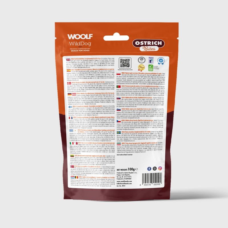 Woolf Wilddog Soft Ostrich Bites 100g