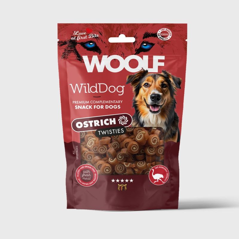 Woolf Wilddog Ostrich & Cod Twisties 100g